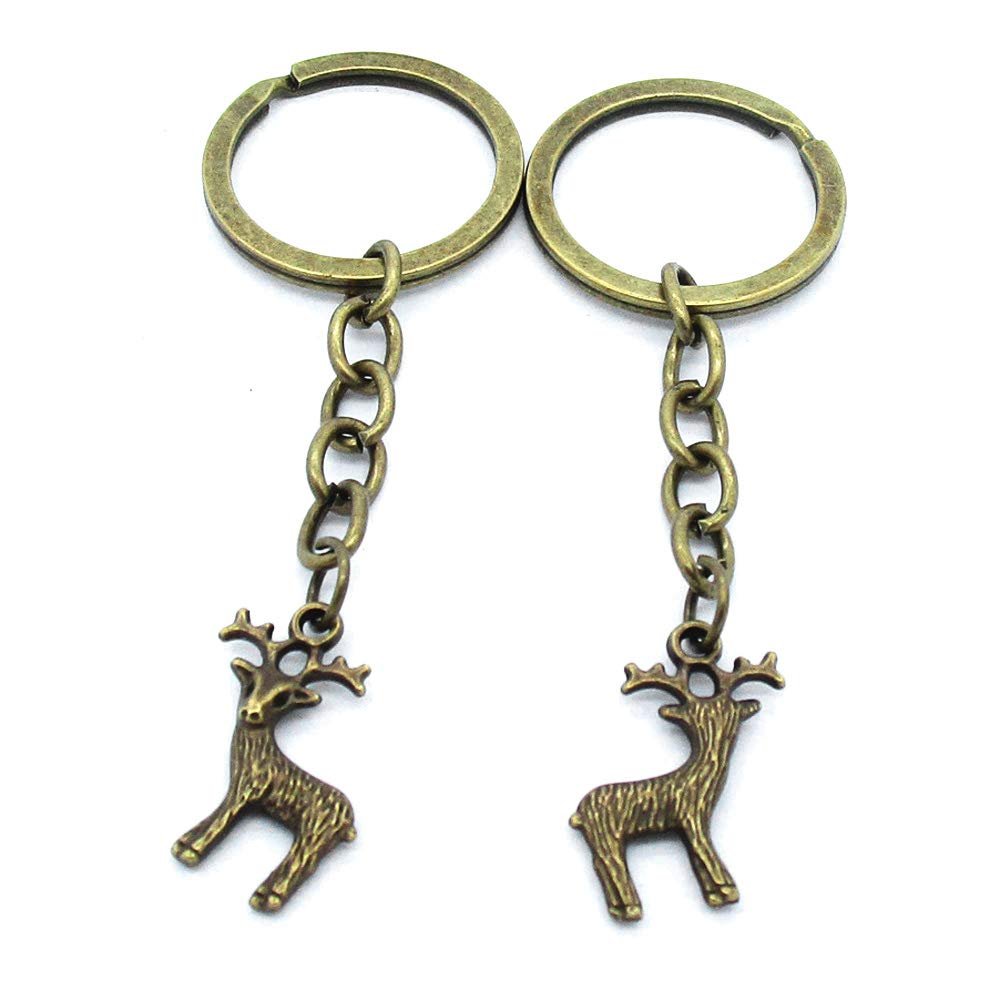 1 Items Keychain Keyring Key Tags Chains Rings Jewelry Bag Charms AA441 Christmas Deer