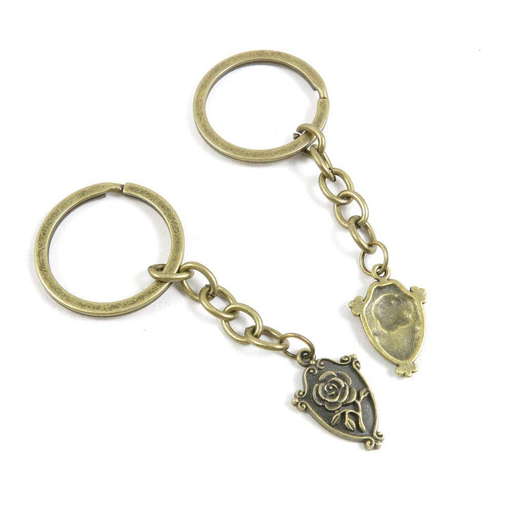 20 Items Keychain Keyring Key Tags Chains Rings Jewelry Bag Charms I4QY7 Rose Shield