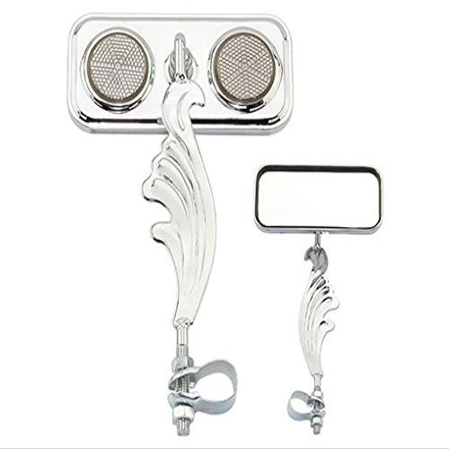 Chrome Rectangle Wing Bike Mirror Right with Black Reflectors. Bike mirror, bicycle mirror, bike accessory, bicycle accessory.