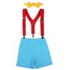 IBTOM CASTLE Toddler Baby Boy Clothes Set 1st Birthday Cake Smash Bowtie Suspenders Pants 3pcs Outfits Diaper Nappy Cover Christening Clothes Blue+Red view 1
