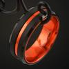 Awesome 6mm/8mm Brushed Satin Finish Black Tungsten Carbide Band Ring with Metallic Persimmon Orange Stripe & Matching Orange Anodized Aluminum Comfort Fit Inner Band. (tungsten (6mm), 5) view 4