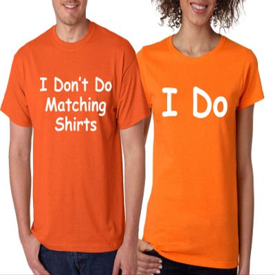 ALLNTRENDS Couple T Shirt I Don't Do Matching Shirt I Do Funny Valentine's Gift (Womens 2XL Mens M, Orange)