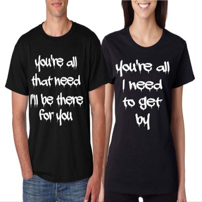 ALLNTRENDS Couple T Shirt You're All I Need to Get by Tees Cute Valentine's Gift (Womens 2XL Mens L, Black)