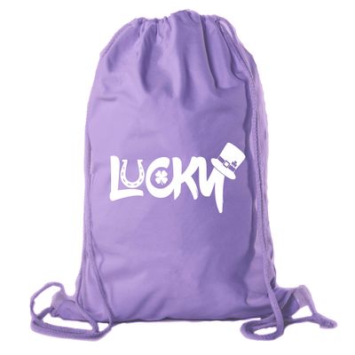 St Patrick's Day Drawstring Backpack Cotton Canvas Backpacks Reusable Gift Bags - 10PK Purple CA2725Patty S3