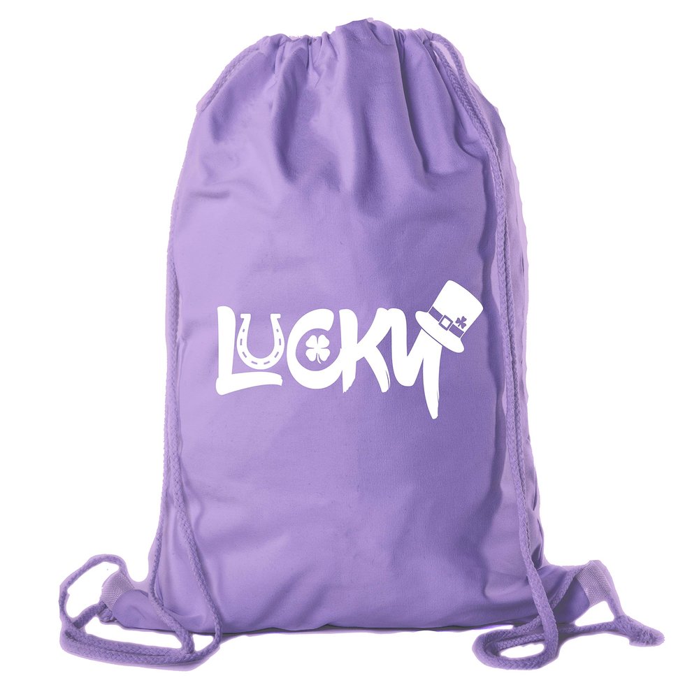 St Patrick's Day Drawstring Backpack Cotton Canvas Backpacks Reusable Gift Bags - 10PK Purple CA2725Patty S3