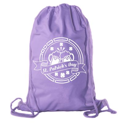 St Patrick's Day Drawstring Backpack Cotton Canvas Backpacks Reusable Gift Bags - 10PK Purple CA2725Patty S6