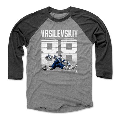500 LEVEL Andrei Vasilevskiy 3/4 Sleeve T-Shirt (Baseball Tee, XXX-Large, Black/Heather Gray) - Andrei Vasilevskiy Retro W WHT