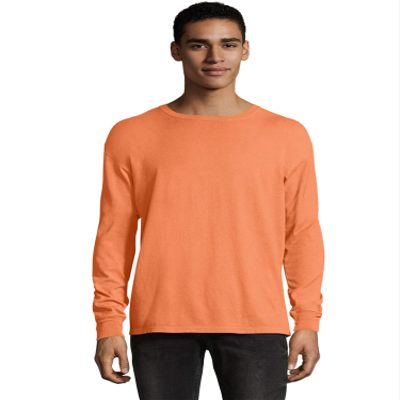 5.5 oz 100% Ringspun Cotton Garment-Dyed Long-Sleeve T-Shirt S HORIZON ORANGE