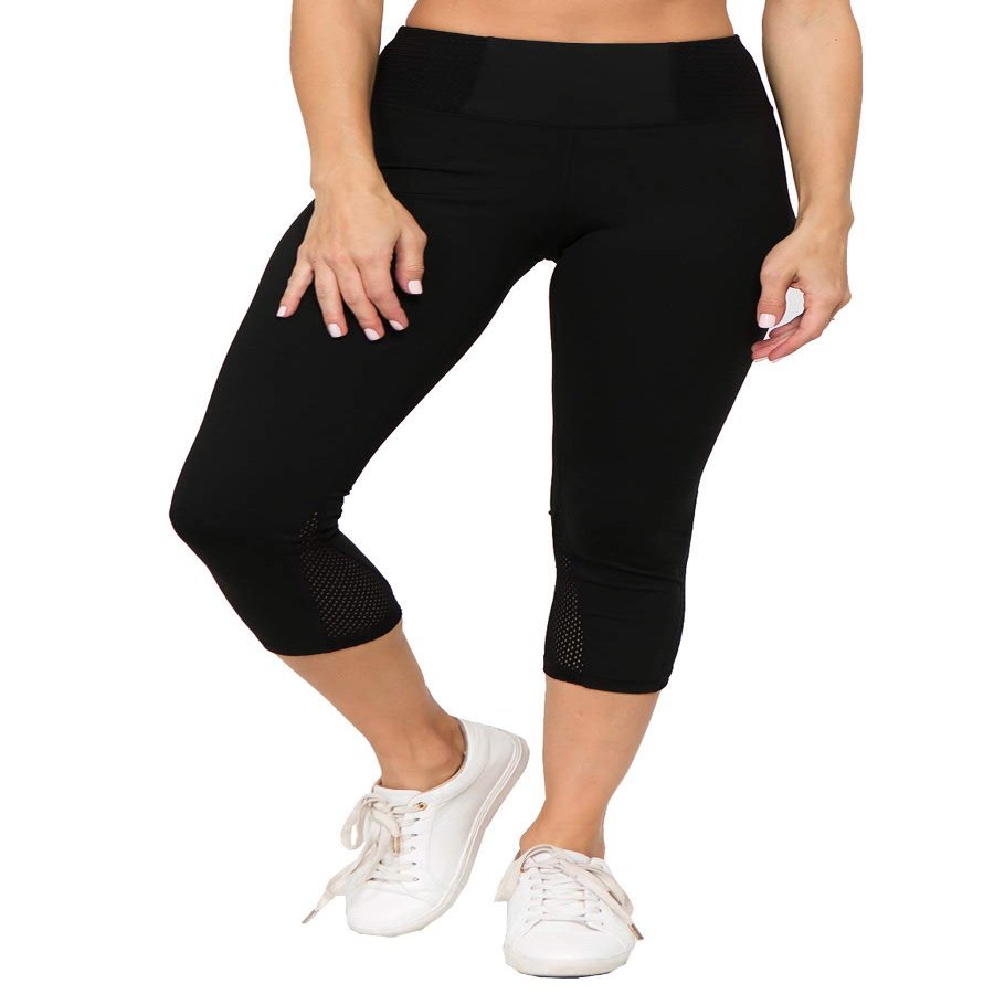 ACT827066_BLK_L Mesh Capri Leggings