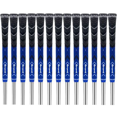 Gripit IV-Tech Multi-Compound Rubber Cord Golf Grip Set of 13 Soft Driver Iron Hybrid Re-Grip Non-Slip Cotton Thread Standard/Midsize (Blue, Standard Size)