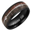 CROWNAL 8mm Black Tungsten Koa Wood Zebra Wood Arrows Inlay Vikings Hunting Ring Band Engraved I Love You Size 5 To 17 (8mm,11) view 1