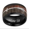 CROWNAL 8mm Black Tungsten Koa Wood Zebra Wood Arrows Inlay Vikings Hunting Ring Band Engraved I Love You Size 5 To 17 (8mm,11) view 3