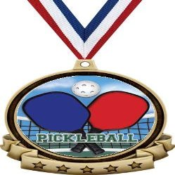 Pickleball Medals - 2.5" Gold Pickleball Medal Award Includes Red White and Blue Neck Ribbon, Great Pickleball Awards 100 Pack Prime