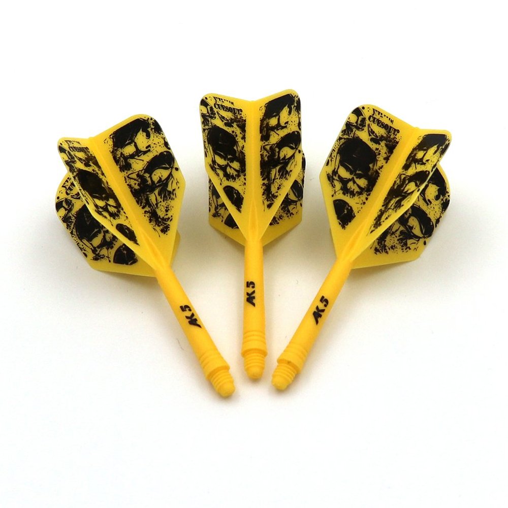 CUESOUL Integrated Dart Shaft and Flights L-Dart Shaft 33mm,Yellow Skull Dart Flights