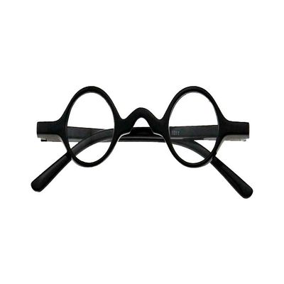 Loovit Small Round Retro Reading Glasses Mens Womens Spring Hinge Readers (One pair/Black, 1.75)