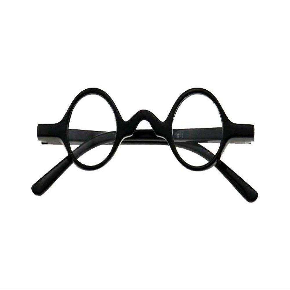 Loovit Small Round Retro Reading Glasses Mens Womens Spring Hinge Readers (One pair/Black, 1.75)