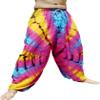 Full Funk Wide Breezy Leg Rayon Tie Dyed Elastic Waist Thin Summer Pants, Medium, Yellow Pink view 1