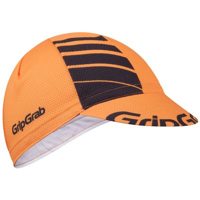 GripGrab Lightweight Summer Cycling Cap UV-Protection Under-Helmet Visor Mesh Hat Thin Breathable SPF Bicycle Headwear Orange/Black