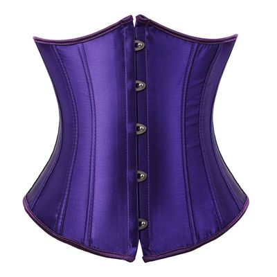 Grebrafan Women's Lace up Boned Brocade Waist Training Underbust Corsets Plus Size (US(12-14) 2XL, Dark purple)