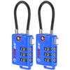 Bright Colors, TSA Approved Cable Luggage Locks 2 Pack Blue, Re-settable Combination with Alloy Body view 1