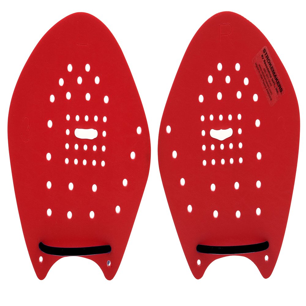 Strokemakers by Speedshop Int'l Swimming Hand Paddles for Swim Training - The Original Stroke Technique Paddle (Size 3, Red)