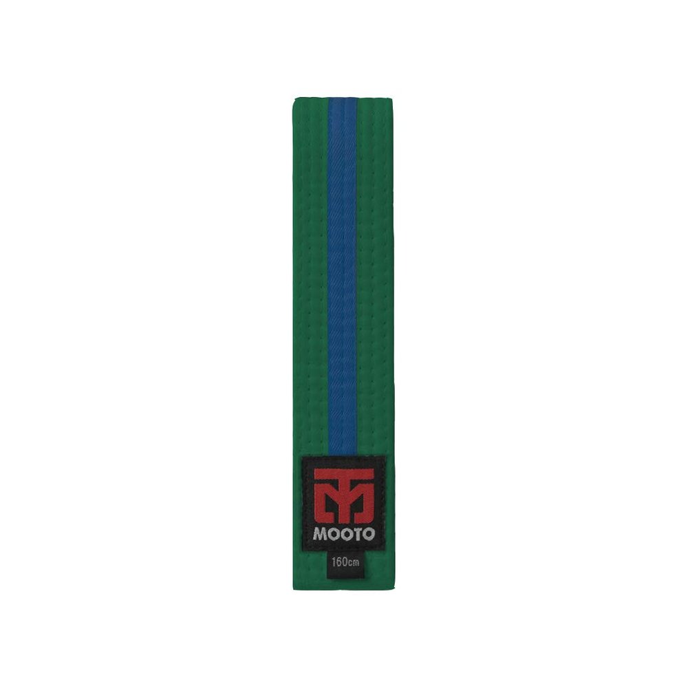 MOOTO Taekwondo Stripe Color Belt Single Warp(Width 4cm) TKD MMA Martial Arts Hapkido Karate (Green(Blue Stripe), 2. Length(180cm or 70.9 inch))