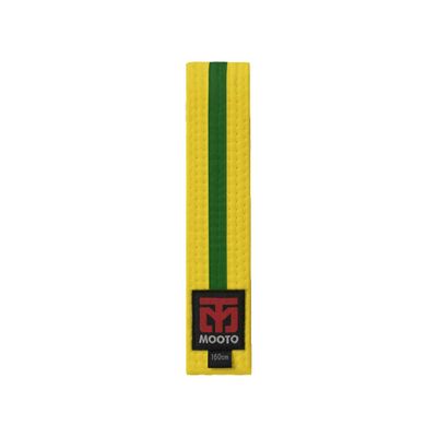 MOOTO Taekwondo Stripe Color Belt Single Warp(Width 4cm) TKD MMA Martial Arts Hapkido Karate (Yellow(Green Stripe), 2. Length(180cm or 70.9 inch))