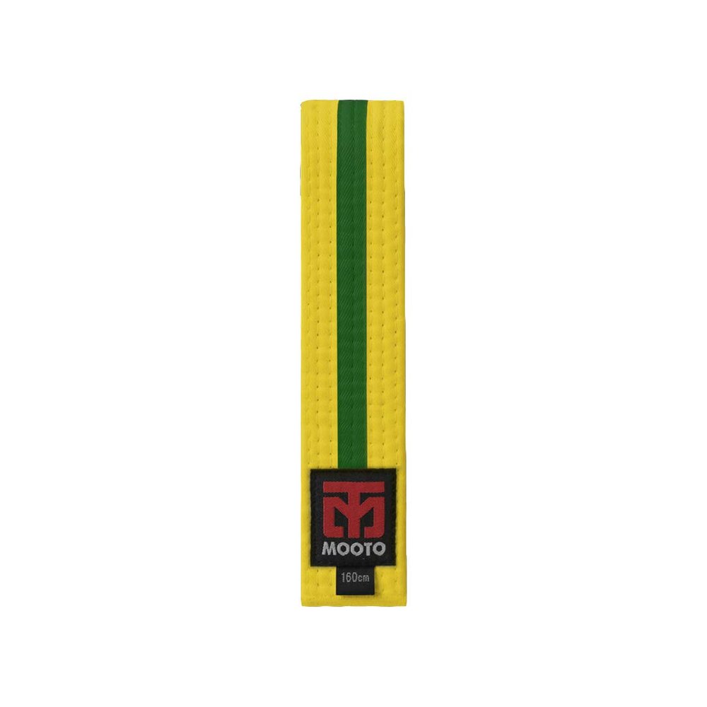 MOOTO Taekwondo Stripe Color Belt Single Warp(Width 4cm) TKD MMA Martial Arts Hapkido Karate (Yellow(Green Stripe), 2. Length(180cm or 70.9 inch))