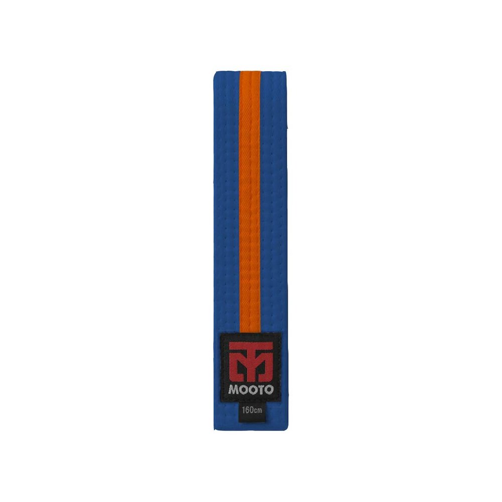 MOOTO Taekwondo Stripe Color Belt Single Warp(Width 4cm) TKD MMA Martial Arts Hapkido Karate (Blue(Orange Stripe), 2. Length(180cm or 70.9 inch))