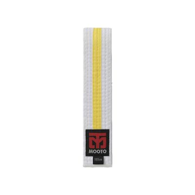 MOOTO Taekwondo Stripe Color Belt Single Warp(Width 4cm) TKD MMA Martial Arts Hapkido Karate (White(Yellow Stripe), 2. Length(180cm or 70.9 inch))