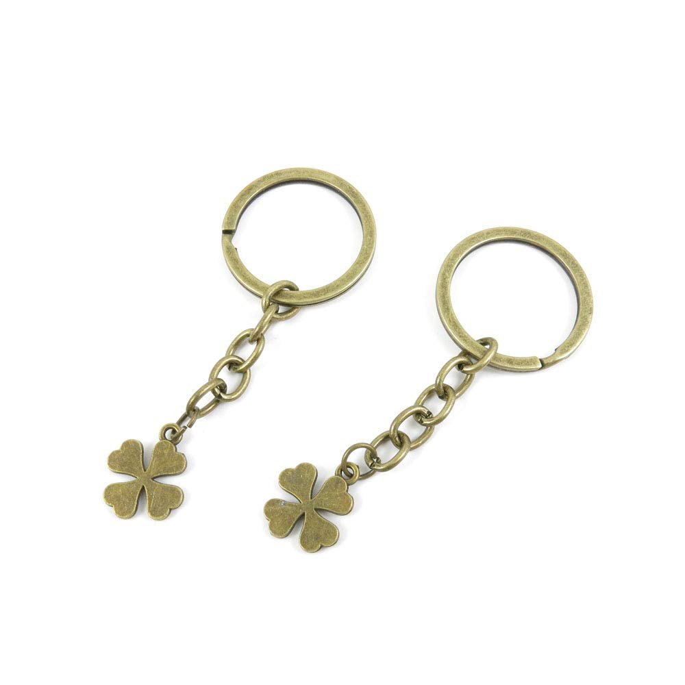 5 Items Keychain Keyring Key Tags Chains Rings Jewelry Bag Charms K3XX8 Lucky Clover Leaf