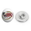 Cool Simple BBQ Barbecue Grill Cartoon Icon Round Metal 0.75" Lapel Pin Hat Shirt Pin Tie Tack Pinback view 1