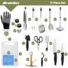 17 Pieces Camp Kitchen Cooking Utensil Set Travel Organizer Grill Accessories Portable Compact Gear for Backpacking BBQ Camping Hiking Travel Cookware Kit Water Resistant Case (Black) view 2