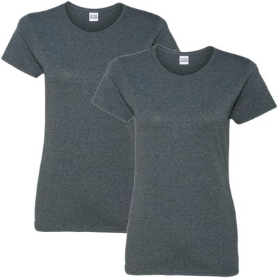 Gildan Women's Heavy Cotton Adult T-Shirt, 2-Pack Shirt, Dark Heather, X-Large