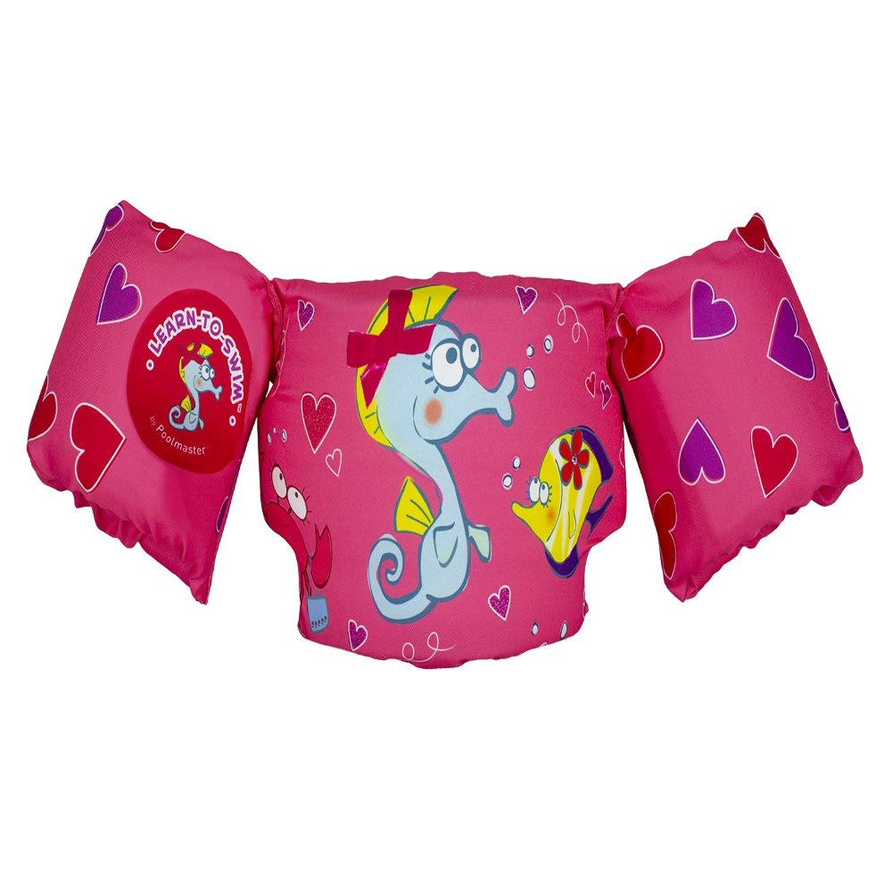 Poolmaster Learn-To-Swim Lil' Splashers Swimming Pool Float Training Aid Swim Vest and Arm Floaties, Pink