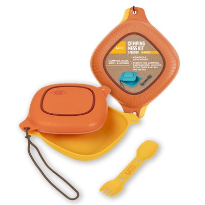 UCO 4-Piece Camping, Backpacking, Outdoor Kitchen Gear Mess Kit with Bowl, Plate and 3-in-1 Spork Utensil Set
