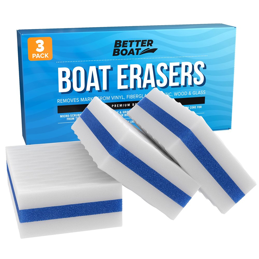 Boat Erasers 3-Pack by Better Boat - Cleaning Sponge for Scuff Marks & Grime, Marine Accessories & Gifts, Safe on Fiberglass Vinyl Gelcoat Deck Hull