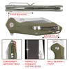 Firebird GANZO FH31 Folding Pocket Knife, 3.38" D2 Steel Blade Ergonomic G10 Handle with Clip Hunting Fishing Flipper Camping Outdoor EDC Knife (Green) view 2