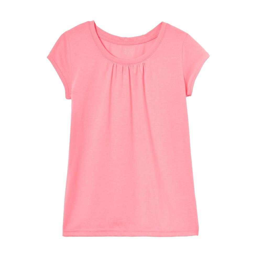 French Toast Girls' Big Short Sleeve Crewneck T-Shirt Tee, Pink Pizzazz Heather, 7-8