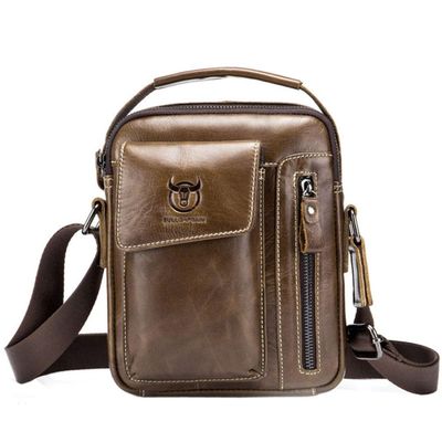 Hebetag Leather Shoulder Bag Handbag for Men Women Everyday Use Casual Business Briefcase Cross Body Messenger Pack Tote Handbags Brown