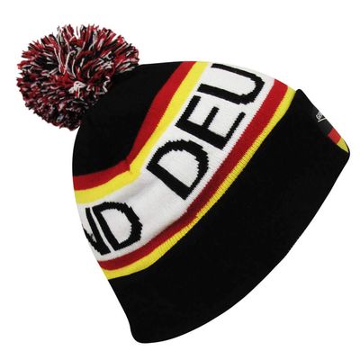 Soccer Team/Country Beanies w/Pom Pom, Cuff 12 inch - Germany/Black