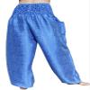 RaanPahMuang Textured Thai Silk Smock Waist MC Hammer Dance Pants with Pocket, Medium, Azure Blue view 2