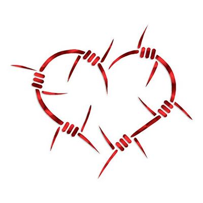 Barbed Wire Heart - Vinyl Decal Sticker - 14" x 12" - Red Engine Turn