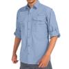 Mens Safari Shirts Long Sleeve UV Protection Hiking Fishing UPF 50+ Quick Dry Cooling Camping Travel Shirts#5066-Blue-XL view 1