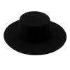 1PCS Black Classic Flat Top Blend Fedora Hat Brim Church Derby Cap for Unisex Men Women Head Circumference 22-22.8in view 1