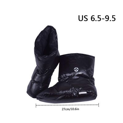 AEGISMAX Upgrade Outdoor Camping Down Booties Winter Warm Slippers 650fp Duck Down Shoes Cover Foot Socks (L)