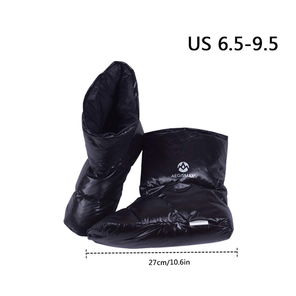 AEGISMAX Upgrade Outdoor Camping Down Booties Winter Warm Slippers 650fp Duck Down Shoes Cover Foot Socks (L)