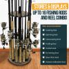 Rush Creek Creations | Round Fishing Rod Holder for 16 Freshwater Fishing Poles, Fishing Gear, and Fishing Accessories | Fishing Rod Rack with 16 Fishing Rod Clips for Garage Organization view 4