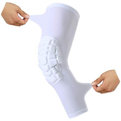 Knee Pads Compression Leg Sleeve Knee Sleeve for All Sports Wrestling Protector Gear, 1 Pair of Knee Paded(White_2 Pack, Medium)