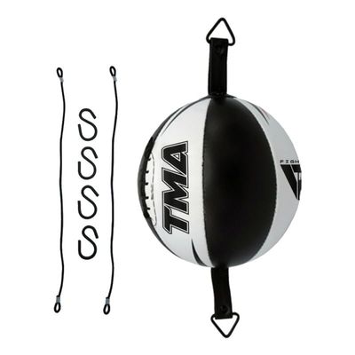 TMA Cow Hide Leather Double End Speed Ball Boxing Floor to Ceiling Punch Bag (White)